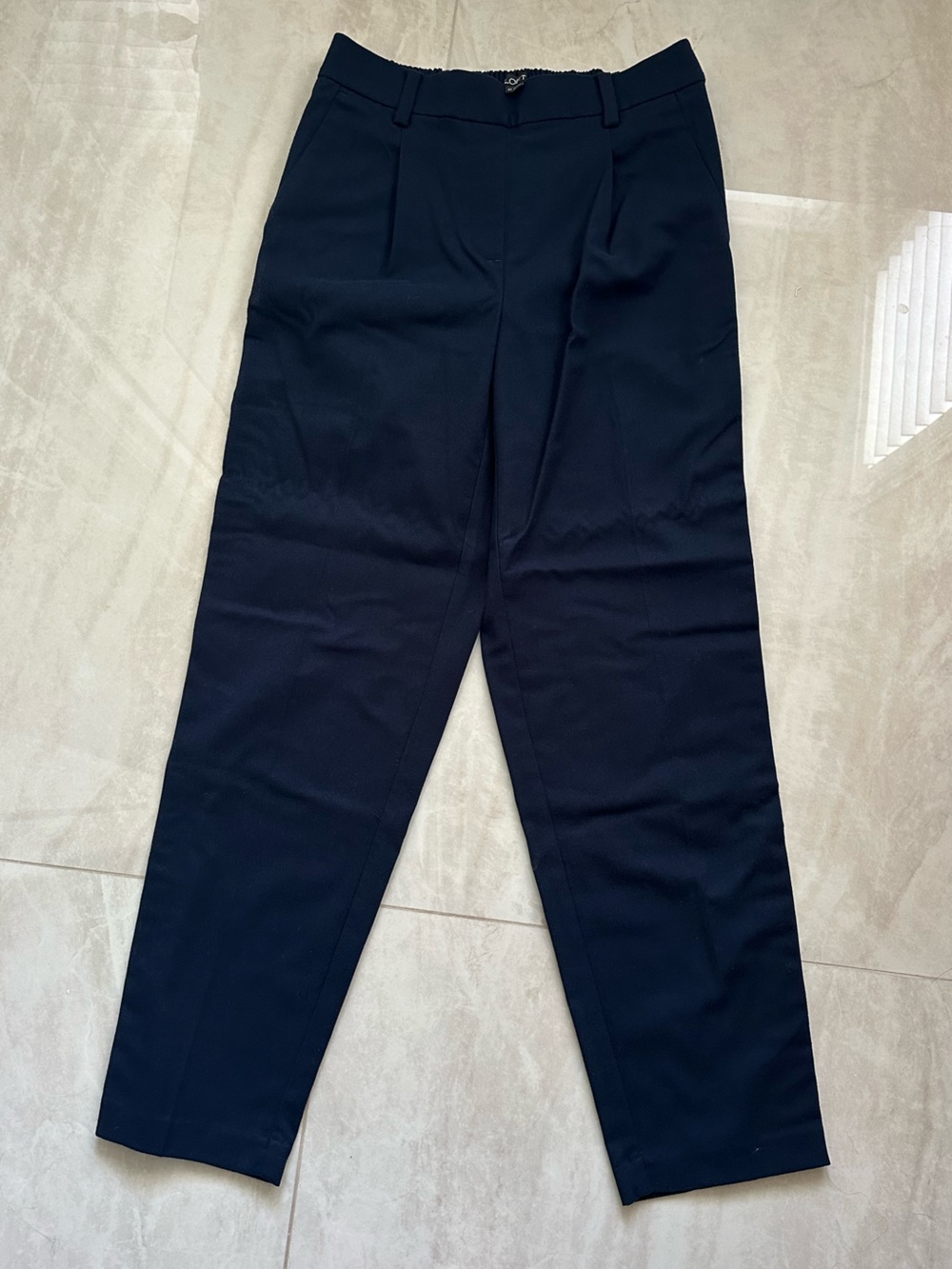 LOFT Navy Elastic-Waist Pants